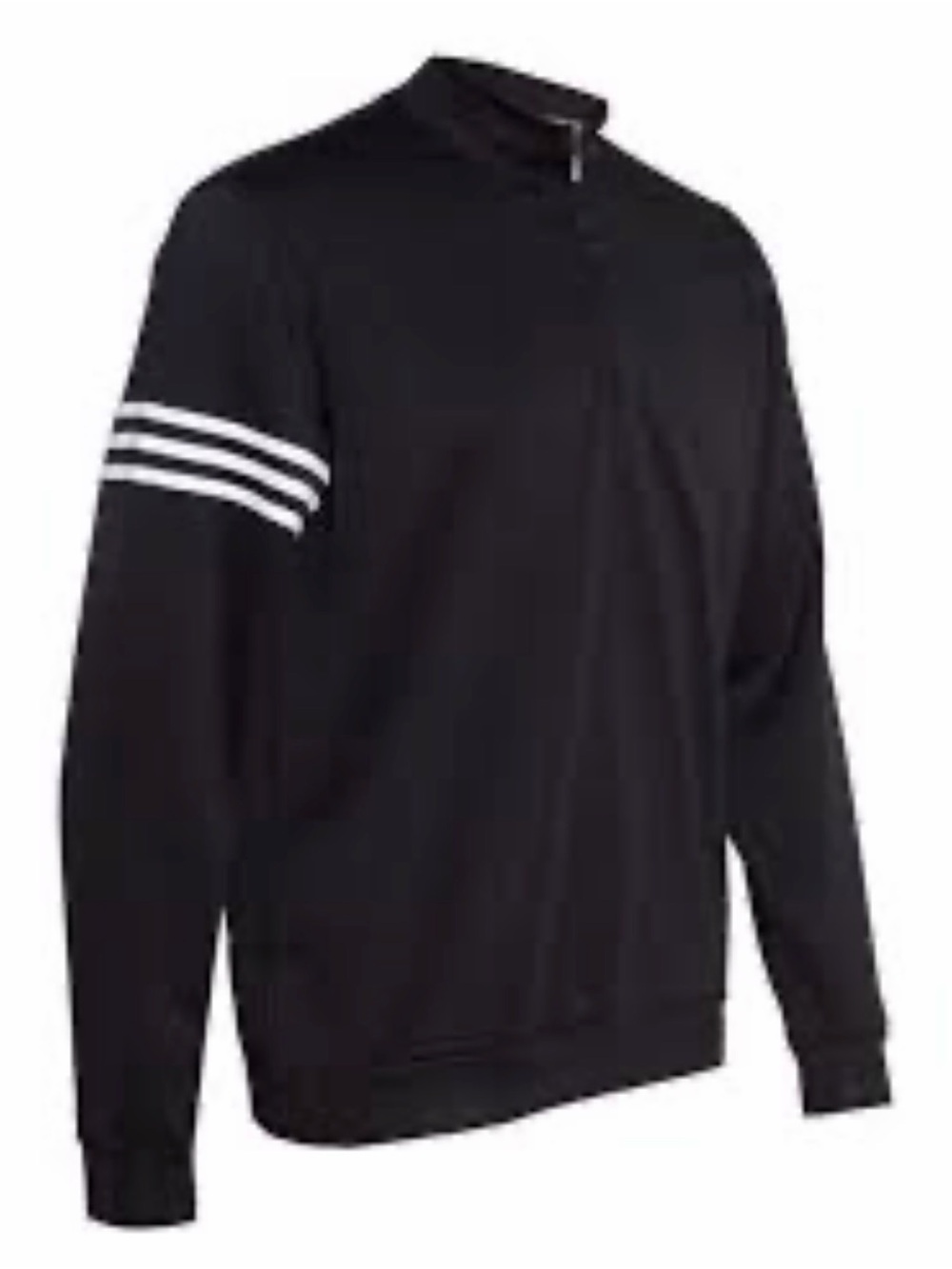 adidas Black Q-Zip Sweater with Sleeve Stripes